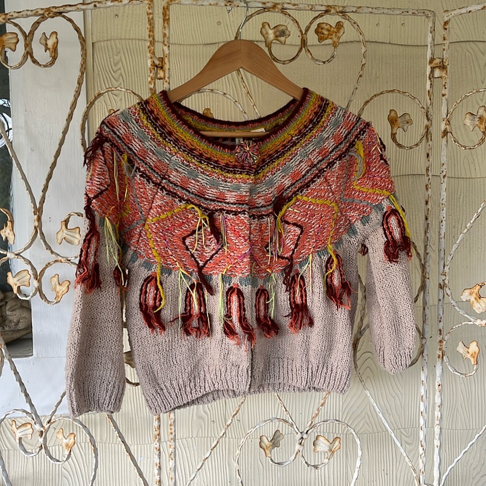 Multi-color knit Moth brand cardigan